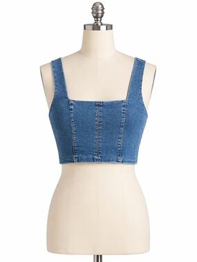 Classic Denim Blue Crop Top